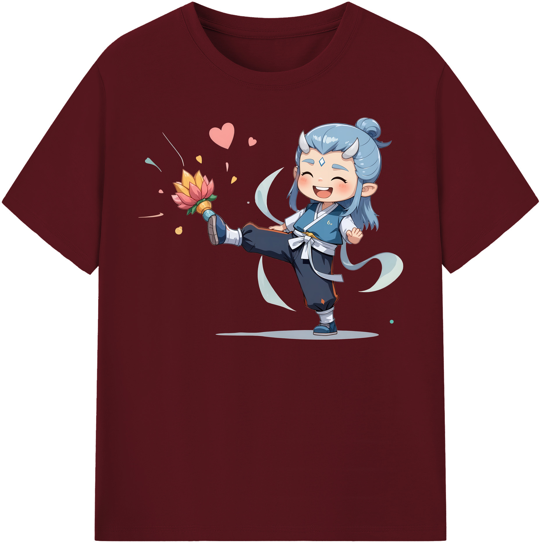 （画像用） Ne Zha 2 ナタ 魔童の大暴れ 綿100％半袖Tシャツ（フロントプリント）